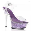 Dance Shoes PVC Sexy Exotic Pole Dancing Summer Women Sandals 15cm 17CM High Heels Buckle Strap Size 34-46 MA056