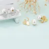Studörhängen Eyika Design Lucky Clover Palm Pearl Earring Micro Pave Zircon Double Side Pendientes Gold Silver Color Women smycken