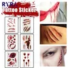 Party Decoration Halloween Zombie Scars Tattoos Waterproof 3D Bite Mark Tattoo Sticker With Fake Scab Blood Special Costume Small Neck Tatoo