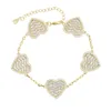 Braceletas de encanto de corazón bling cz para mujeres con brazalete de cadena de enlace de circonia cúbica con joyería de moda de cadena de extensión
