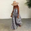 Casual Dresses Vacation Dress Bohemian Tie-dye Maxi With Low-cut Back Patchwork Hem Summer Beach Sundress For Women