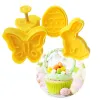 Formar 4st/set Easter Biscuit Cookie Cutter Egg Rabbit Chick Farterfly Plastic Pluger Fondant Pastry Set Mold Decor Baking Tools