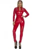 Ouvreurs Look humide PVC Catsuit brillant cuir PU à manches longues bidiré