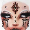 Tatueringsöverföring Halloween Face Stickers 3D Acrylic Diamond Glitter Fake Tattoo Sticker Masquerade Christmas Party Face Ornament Decoration 240426