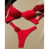 Set Red Push Up Bikini Micro Bikinis Set 2023 Womens Swimsuit Sexy vrouwelijke badmode bloemen badpak Thong Biquini zwempakken