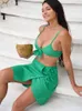 Kvinnors badkläder Ny hög elastisk bikini -uppsättning för 2023 Summer Solid Color Sexig ins stil Hållbara kvinnor baddräkt strandbaddräkt badkläder