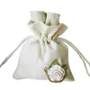 Drawstring 5st Flower Linen Bag Candy Jewelry Pouches Bags Christmas Travel Organizer Party Gung Gunny Packaging