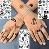 Tattoo Transfer 15 Blätter Ankerschädel temporäre Tattoos für Erwachsene Kinder Hände Finger gefälschte Tattoo Aufkleber Schwarz Dragon Lion Geometrische Tatoos 240427