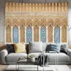 Tapices Tapiz de arquitectura Moroccia Muro colgante Islámico Vintage Geométrico Geométrico Europeo Bohemio Decoración del hogar Tapestry Mural