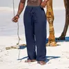 Pantaloni maschili maschi pantaloni di lino di cotone puro pantaloni a sciolte sciolte pantaloni da spiaggia spazzolati da uomo pantaloni da uomo