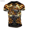 T-shirts voor heren 3D Tiger Print Mens Street Hip Hop T-shirt Harajuku Vintage Fashion O-Neck Ultra Fine T-Shirt Summer Short Sleeved Topxw