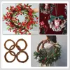 Flores decorativas 5pcs Diy Rattan Wreath Frame Christmas Garland Wall Hanging Decoration Party Supply