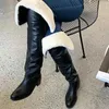 Сапоги 2024 Женские бедро высокий коричневый цвет круглый ноги на молнии снегопада Прибытие мода Случайная интеграция меха элегантная обувь сексуальна