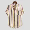 Summer Men's Casual Striped Short Sleeved Shirt Men's Shirt