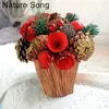 Decoratieve bloemen Rustieke boerderij Pine Cones Bonsai Wedding Party Huisdeur Advent Kersttafel Decoratie