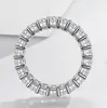 2024 INS Top Sell Rings de boda Joyas de lujo Real 100% 925 Forma radiante de plata esterlina Banda de la banda de compromiso de la fiesta de la fiesta de la fiesta del diamante de diamantes