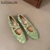 Suojialun Spring Women Soft Flats Fashion Round Toe Sluperow Slip on Mary Jane Shoes Soft Sole Outdoor Dress Ballerinas 240425