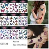 Transferencia de tatuajes 3RPC 9pcs/Lot Mariposa Tatuaje temporal Tatuaje falso para mujeres Flor Pegatizas Sexy Tatuaje Cuerpo Arte Niño Tatuaje impermeable 240427