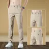 Men's Pants Straight Casual Summer Autumn Thin Design Fashion Cotton High Quality Elastic Business Work Khaki Grey