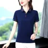 Polos New Polo Shirt Women Blue Shirt Women Summer Short Rleeve Feminas Shirts Bawełny koszulka polo gwiazda haftowa damskie damskie topy