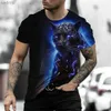 T-shirts masculins 3D Lightning Leopard Mens T-shirt T-shirt Fashion Street Hip Hop T-shirt Summer Ocbasy Owck à manches courtes