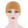 Bandanas Durag Ny vintergodisfärg Turbo Hat Chemical Treatment Headband Front Post Hat Muslim Headband Womens Hårtillbehör 240426