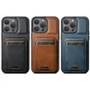 Fashon Design Easy Swipe Full Cover Leather Case for Apple iPhone14/15（Pro Max）PU+TPU 360°カメラカードスロットケースマグネットの完全な保護