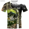 T-shirt per peschere per pesca da pesca da uomo Popularsi in estate 2022 MENS 3D T-shirt a manicotto per pesce gatto Topxw casual