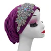 Bandanas Durag الفاخرة Rhinestone Womens Turbine Hat مطوية أغطية رأس أفريقية الزفاف المسلمين المسلمين بونيت توربيني قبعة Mujer 240426