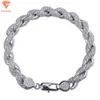 2024 Nieuwe aankomst Hip Hop -sieraden 8mm Vol Vvs Moissanite Iced Out S925 Rope Chain Mens Cuban Link Chain Clasp -armband