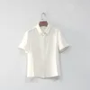 Frauenblusen Frauen Kurzarm Shirt weiß oder schwarz lässige Turn-Down-Kragen 2024 Sommer weibliche Single Breauzed Bluse