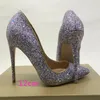 Dress Shoes Glitter Sparkling Nightclub Womens Pumps Wedding Pointed Toe Sexy Stiletto 12cm High Heels Designer LF014 ROVICIYA