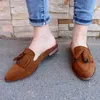 Casual Shoes Plus Size Rivet Tassel Low Heel Sewing Wood Grain Thick Breathable Summer Pumps 2024