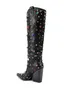 Сапоги Women Loxury Crystal Cowboy Black