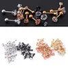 Étalon 1pc / lot taille 3/4/5/6 mm 4 couleurs punk médical en acier inoxydable en acier à aiguille en acier zircon cristal marques d'oreilles pour hommes pour les femmes D240426