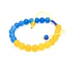 Charm Bracelets Ukraine Flag Color Lucky Jewelry Couple Quartz Beads Woven Handmade Braided Rope Adjustable Women Wrist Chain