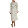 Vestes pour femmes Trench Coat Trench Coat Cound Color Color Double Breasted Long Sleeve Windbreaker Veste avec ceinture pour streetwear Extérieur