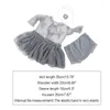 Kläder sätter 3st född pografi rekvisita baby flicka spetsklänning spädbarn småbarn po huvudbonad kläder 0-6 månad kjol poshoot