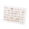 Stud 36Pairs/Set Gold Color Earrings Blandade stilar Rhinestone Flower Geometric Heart Star Plastic Stud Earrings Set for Women Jewelry D240426