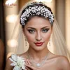 Headpieces TOPQUEEN Handmade Head Accessories For Wedding Pearl Hair Hoop Girls Headdress Rhinestone Bride Party HP643