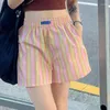 Kvinnors shorts matakawa breda ben ränder mujer kontrast färg vår sommar hemkläder kvinnor byxor koreanska mode retro pantalones cortos