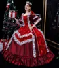 Feestjurken Wine Red Wedding |Verjaardag kerstjurk jurk re -enactment theater kleding