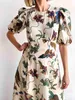 Basic Casual Dresses Designer Dress New Personalized Fashion Hundred Birds Print Slim Fit Versatile Dress