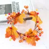 Decorative Flowers Maple Pumpkin Wreath Party Fake Halloween Outdoor Decorations Ring Artificial Adornment Festival Iron Wire Christmas