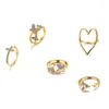 Klusterringar 2024 Cross Love Crystal Butterfly Ring Set med 5 st Creative Retro Women's Joint Finger Jewely Everything
