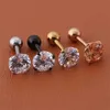 Étalon 1pc / lot taille 3/4/5/6 mm 4 couleurs punk médical en acier inoxydable en acier à aiguille en acier zircon cristal marques d'oreilles pour hommes pour les femmes D240426