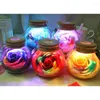 Decorative Flowers Long-lasting Durability Home Decor LED Mood Light With Preserved Real Roses Elegant Bottle Night Yellow 3.94 4.33 4.33in