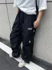 Pantaloni da donna qweek y2k streetwear black black black women hippie retro star stampa pantaloni paracadute oversize oversize anni '90 vintage harajukupants harajuku vintage