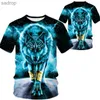 Herren-T-Shirts Mode 3D-Herren T-Shirt Personalisiert Trend gedrucktes Tier Tiger Wolf Muster kurzärmeliges Top T-Shirt Casual O-Neck Herren T-Shirtxw