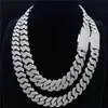 16 mm 3 rijen hiphop tuur instelling Cuban Link Chain VVS Moissanite Diamond Necklace